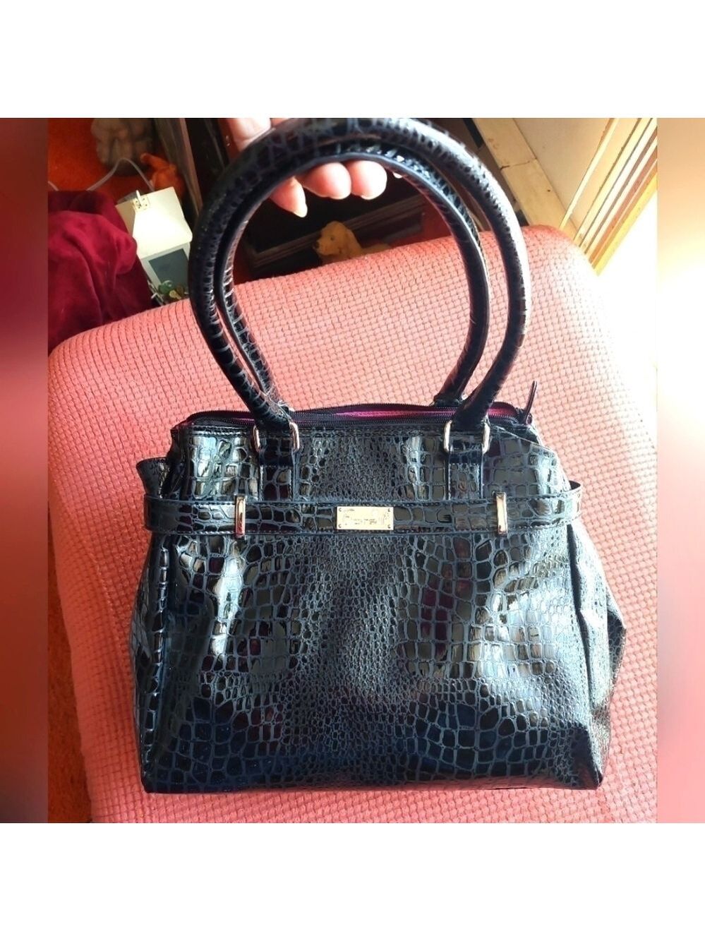 Fiorelli Black Mock-Croc Shoulder Bag